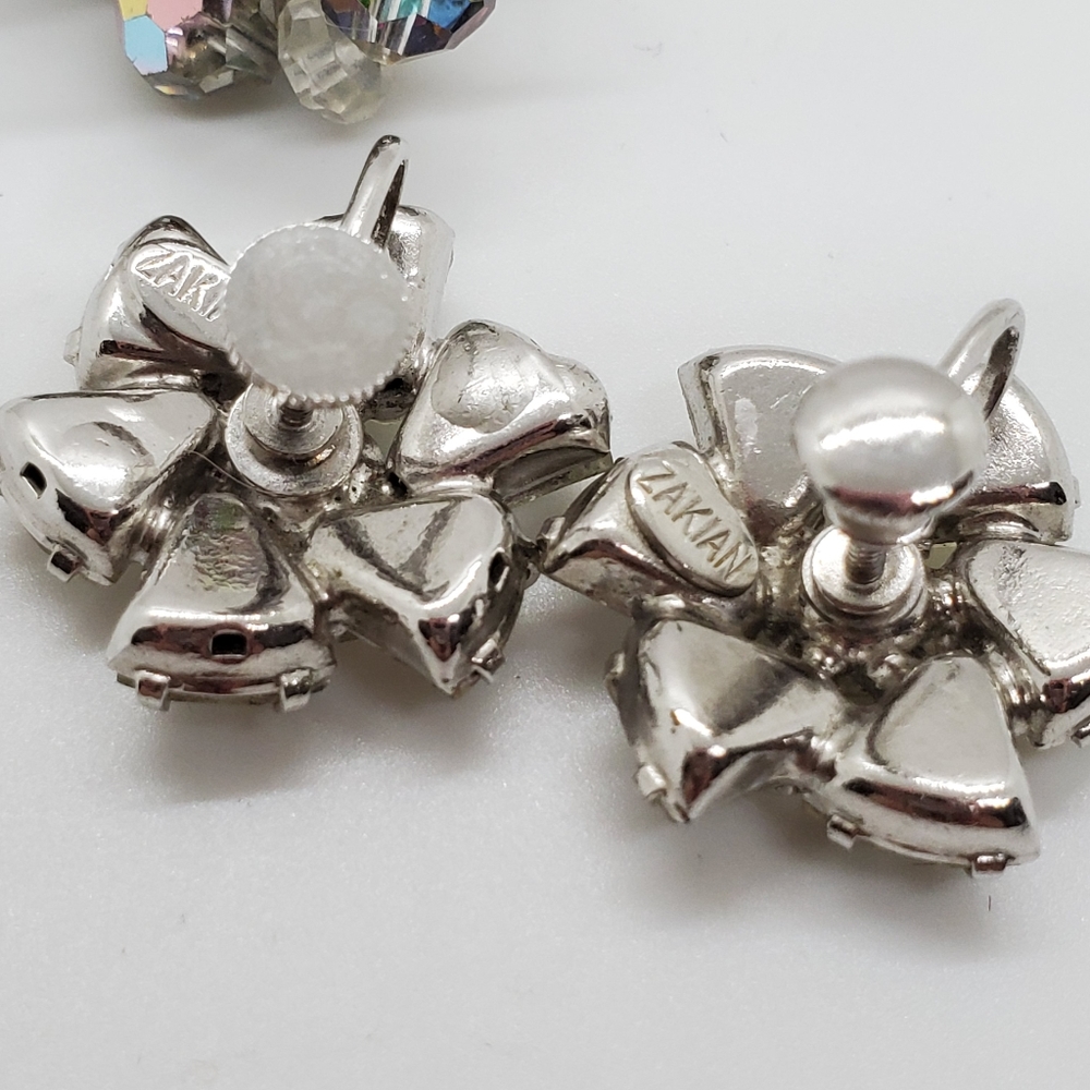 Vintage Zakian Laguna rhinestone crystal silvertone screw on - Picture 8 of 9